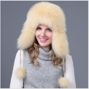 Gorro de Piel de Zorro Auténtica, Color Rosa, con Orejeras, para Mujer, Nuevo Modelo <span class=keywords><strong>2019</strong></span> - Product Image 4