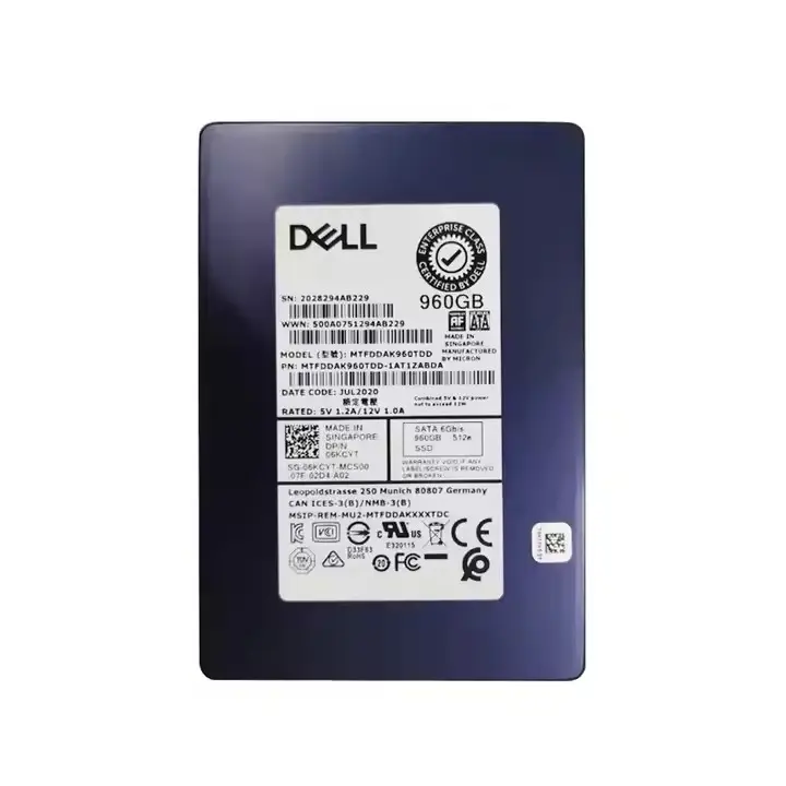 כונן קשיח SSD של Dell 2.5 SATA S4510 960G שרת SSD מצב אחסון פנימי כונן קשיח עבור דלס פאוור אדג' R750 R7525 G15 DXD9H