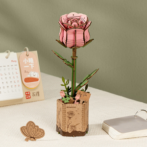 <span class=keywords><strong>Robotime</strong></span> <span class=keywords><strong>Rolife</strong></span>, Almacén en EE. UU., Decoración del Hogar, Juguetes en Miniatura, TW041, Modelo de Rosa Rosa, Manualidades de Madera, Rompecabezas 3D DIY - Product Image 1