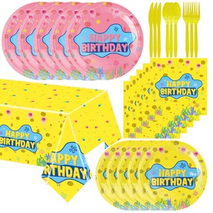 Set di 7 Pezzi per Festa di Compleanno a Tema <span class=keywords><strong>SpongeBob</strong></span> SquarePants e <span class=keywords><strong>Patrick</strong></span> Star, Decorazioni e Stoviglie in Stile Cartone Animato per Bambini - Product Image 1