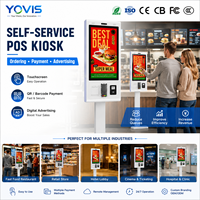 Kiosque de point de vente en libre-service pour restaurant, écran tactile HD 21,5 pouces, lecteur NFC, scanner de code QR, impression automatique de reçus, aluminium, multi-usages
