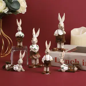 Ev dekorasyon hayvan heykeli tavşan paskalya hediyeler heykelcik minyatür aile reçine bunny