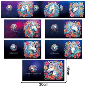 Peinture 5D Cartes de vœux Cheval Fleur Cristal Formes spéciales DIY Cartes postales d'art diamanté - Product Image 3