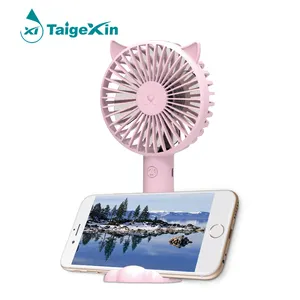Portable Cute Colorful USB/Battery Powered Desk Fan with Phone Holder Air Cooling for Outdoor Household Hotel Use