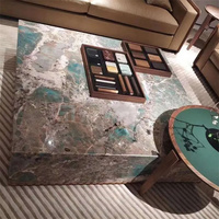 Carreau de luxe en pierre naturelle polie pour décoration intérieure personnalisée Dalle jumbo murale en amazonite turquoise et granit rétroéclairé Marbre vert Amazones