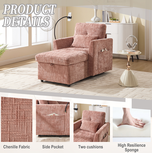 Sillón Reclinable Multifuncional para Personas Perezosas, con Almacenamiento, Respaldo, Soporte para Teléfono Celular, Chenilla, Silla Individual de Descanso, Moderno para Apartamento - Product Image 5
