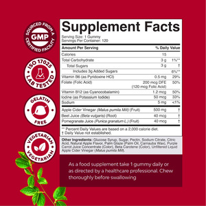 Gummies ACV certifiées GMP aux États-Unis, Vinaigre de cidre de pomme biologique avec la mère 2000mg, Keto B12, Détox, Métabolisme, Perte de poids, Végétalien - Product Image 2