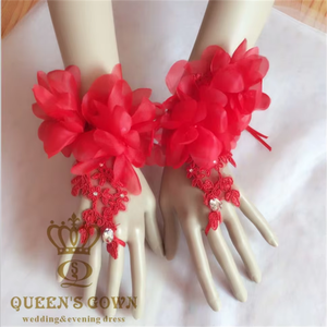 Королевское платье Потрясающие 3D вышитые цветы кружевные тканевые Перчатки Элегантные свадебные аксессуары для свадебных платьев - Product Image 4