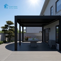 Pergola moderne de luxe en aluminium Sweet Home, toit à lamelles bioclimatiques motorisé, auvent extérieur imperméable, éclairage LED
