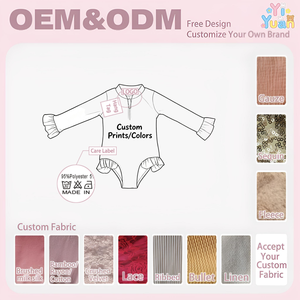 Trajes de Baño de Manga Larga para Niñas, Traje de Baño de Una Pieza con Cierre, Protección Solar UPF 50+, Estampados Personalizados de Flores, Ropa de Natación para Niñas Pequeñas - Product Image 2