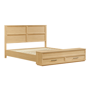 Lit king size avec banc de rangement 4 tiroirs en chêne, mobilier de chambre moderne - Product Image 5