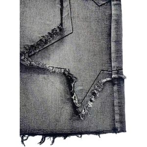 Pantalones Cortos de Mezclilla Holgados para Hombre, Negros y Grises, Desgastados, de Cintura Media, Pierna Recta, Estilo Casual Urbano, Moda Y2K - Product Image 6
