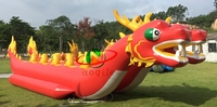 Bateau Dragon Gonflable Rouge Personnalisé à Voie Unique, Certifié CE, en PVC, pour Jeux de Remorquage en Eau Chaude et Location