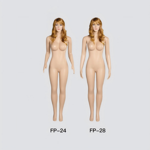نموذج الدعائم البلاستيك السيدات كبيرة الصدر محاكاة لون البشرة كامل الجسم رئيس نافذة عرض الملابس الدعائم الوقوف الدمي - Product Image 3