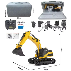 HUINA Modèle de construction d'excavatrice 1580 1/14 en métal amélioré, électrique, avec grappin à billes rotatif à 360°, son et lumières, jouet - Product Image 1