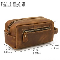 Offre spéciale! Sac de maquillage en cuir Crazy Horse, sacoche rétro pour hommes, Kit d'accessoires de toilette, fourre-tout de voyage