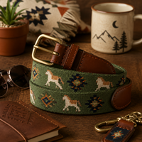 Ceinture en cuir de vachette brodée motif Bateau à voile et Canard pour Homme, avec boucle en laiton, fabriquée à la main, cadeau de mariage de luxe