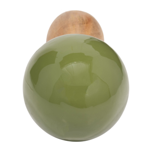 Scultura a forma di fungo in legno di mango con cappuccio in ceramica verde, ornamento decorativo per la casa, per soggiorno, ufficio, bagno. - Product Image 4