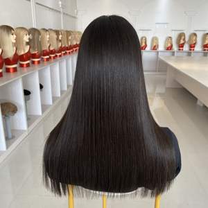 Peluca de Cabello Humano Natural al por Mayor, Color Natural, Liso, con Frente de Encaje, 100% Cabello Humano, Pelucas sin Pegamento para Mujeres Blancas # NA - Product Image 2