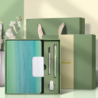 Coffret Cadeau Papeterie Premium Bleu Dégradé 4-en-1 : Carnet en Cuir PU et Stylo pour Anniversaire d'Entreprise
