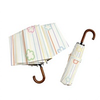 Parapluie pliant portable Angblei Original motif fleur de dessin animé mignon pour femme, design effet bois, double usage soleil/pluie