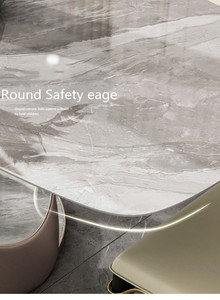 Sang Trọng Ý Da Bàn Ăn Tối Và 6 Ghế Hiện Đại Đá Cẩm Thạch Đá Phòng Ăn Bộ Bàn - Product Image 6