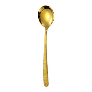 Cuchara de Acero Inoxidable 304, Estilo Coreano, Mango Largo, Cabeza Redonda, Textura Dorada, para Sopa, Uso en Hoteles y Restaurantes - Product Image 5