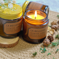Porte-bougie rond vintage en verre sodocalcique marron avec couvercle hermétique, un objet décoratif pour bougies parfumées et aromathérapie