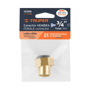 Connettore per Tubo Femmina da 3/4" in Ottone Massiccio, BOX 6, TRUPER - Product Image 2
