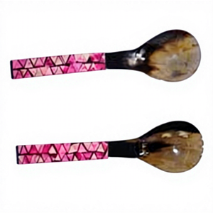 Cuillère à salade unique en bois et corne de bœuf vintage, matériau écologique, vaisselle durable, compatible lave-vaisselle, pour fêtes - Product Image 6