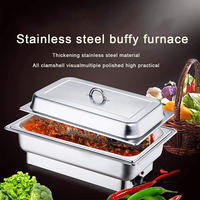Set Pemanas Makanan Buffet Listrik Stainless Steel dengan Temperatur Dapat Diatur, Peralatan Restoran Komersial Grosir