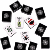 Set Mahjong Amerika Pola Laba-laba dan Tengkorak Halloween Logo Kustom OEM ODM Pabrik Grosir Harga Langsung