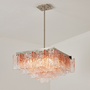 Lustre suspendu en verre texturé rose antique américain, style Art déco italien du milieu du siècle, pour <span class=keywords><strong>salle</strong></span> à manger - Product Image 3