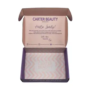 Картонная коробка с логотипом на заказ, фиолетовые почтовые ящики, гофрированные коробки для доставки косметической одежды, упаковка