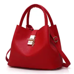 2023 European and American Fashion Stitching Handbag PU Bucket Bag Microfiber Leather Single Shoulder Messenger Bag