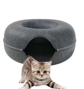 Nice Quality Cat Cave Soft Felt Material Semi-Closed Pet Bed Indoor Accessory Hide And Seek Tunnel For Pet Cat