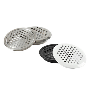 Grilles d'aération rondes en acier inoxydable brossé noir et blanc avec fixation par vis pour armoire, meuble à chaussures, armoire à gaz - Product Image 2
