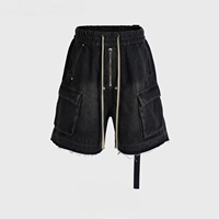 Shorts cargo patchwork unisexe en denim brut multi-poches, style Rick, pour filles, garçons et hommes, sous-vêtements, style streetwear, OEM