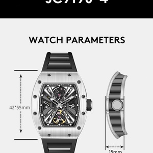 Hot Selling 2025 Hollow Out Automatic <b>Watch</b> Sports Barrel Shaped Mechanical Movement Silicone Strap 5 ATM Waterproof Men <b>Watches</b> - Product Image 5