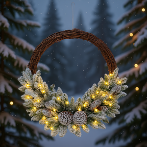 Guirnalda Navideña Artificial DB Snow con 35 Luces LED Cálidas Blancas, Piñas, Estilo Rústico, Decoración para Colgar en la Pared, Interior y Exterior - Product Image 2