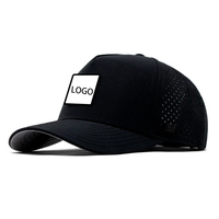 Casquette de baseball unisexe sportive en nylon perforé imperméable à 5 panneaux, profil moyen, avec motif classique, idéale pour le golf