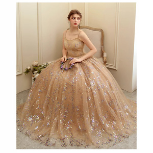 Evening Gown Ball Gown Khaki Floral Print Chiffon Sweetheart Neckline Natural Waist Long Dress For Hosting Singing Performance - Product Image 2