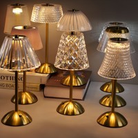 Lampe de table sans fil nordique en cristal, rechargeable par USB, à intensité variable par toucher, veilleuse pour chevet, mariage, café, décoration