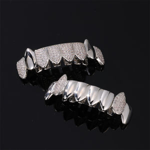 <span class=keywords><strong>Grillz</strong></span> Hip-Hop en Acier Inoxydable avec Zircon Diamant Plaqué Or et Argent - Ensemble pour Fêtes, Anniversaires ou Cadeaux - Product Image 5