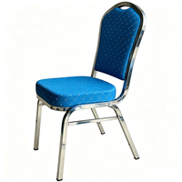 Chaise de banquet empilable en acier inoxydable 304, revêtement en tissu bleu