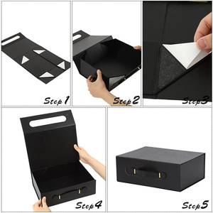 One-piece High-end <b>Magnetic</b> Flip Wedding Favor <b>Gift</b> <b>Box</b> Matt Lamination Recycled Materials Foldable Design Portable Hand-Held - Product Image 2