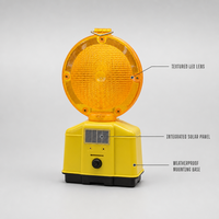 Feu de signalisation routière solaire LED JLD-51 ambre en plastique, haute intensité, réflecteur prismatique, étanche IP65, à montage au sol