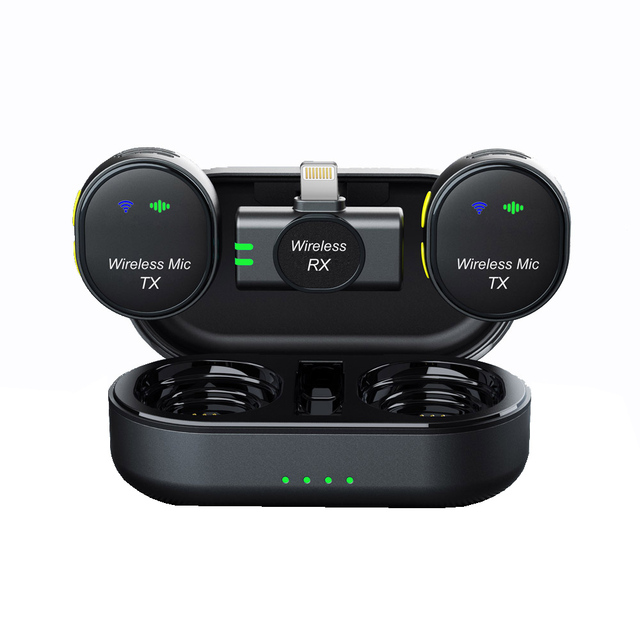 Magnetic Suction Back Clip Wireless Collar Microphone with Charging Case for iphone Android