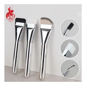 Electroplated injection molding handle synthetic hair copper tube professional flat high quality professional foundation brush