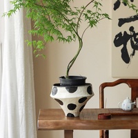 Jingdezhen Pot bunga keramik meja minimalis Modern, Pot dalam ruangan tanaman kreatif balkon gaya Zen antik Feng Anhe China